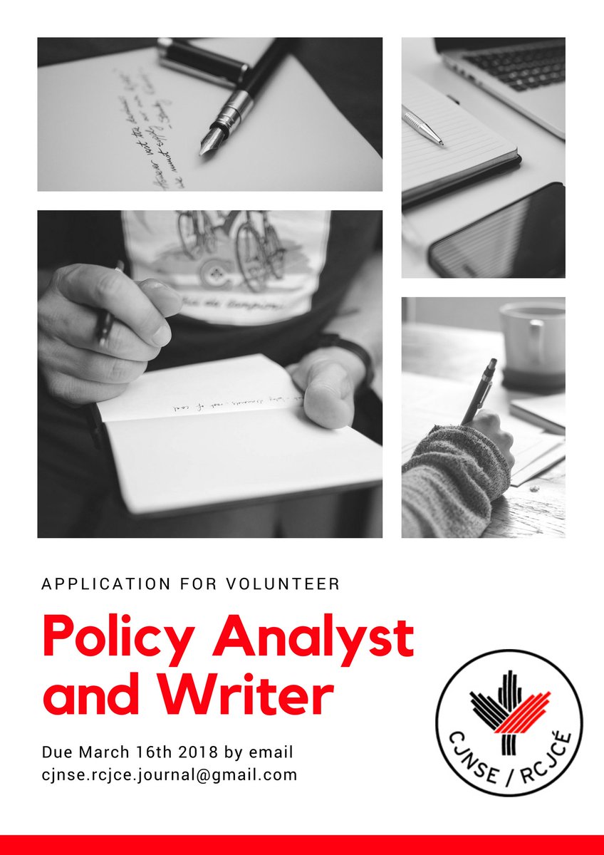 CJNSE1's tweet photo. CJNSE/RCJCÈ are looking for two volunteers for the Policy Analyst and Writer positions - one English et un français. Details available here: https://t.co/E8ZP0ObsAa Applications close March 16th. #CSSE2018 @CSSESCEE #phdlife #cssestudents #gradschool #Cdnedu https://t.co/5rE76N3A1X