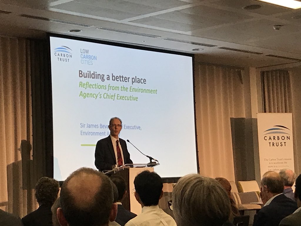 .@JamesBevanEA from @EnvAgency speaking at @thecarbontrust #LowCarbonCities conference ‘...a Thames barrier failure would spark a 5-10 year economic depression’ #climatechange