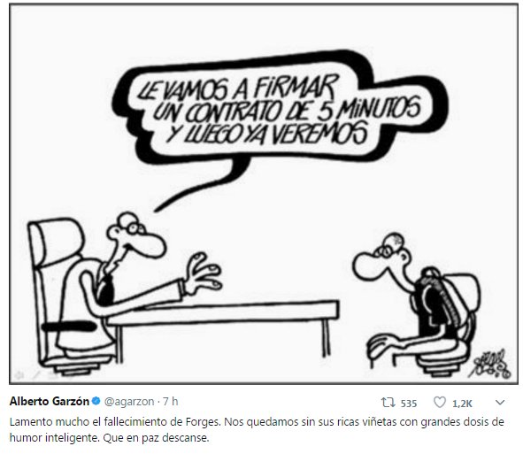 marinaisun's tweet image. 📰 ¿Qué viñeta han elegido los políticos e instituciones para despedirse de #Forges sin perder su propio mensaje y relato? #compol #compolin