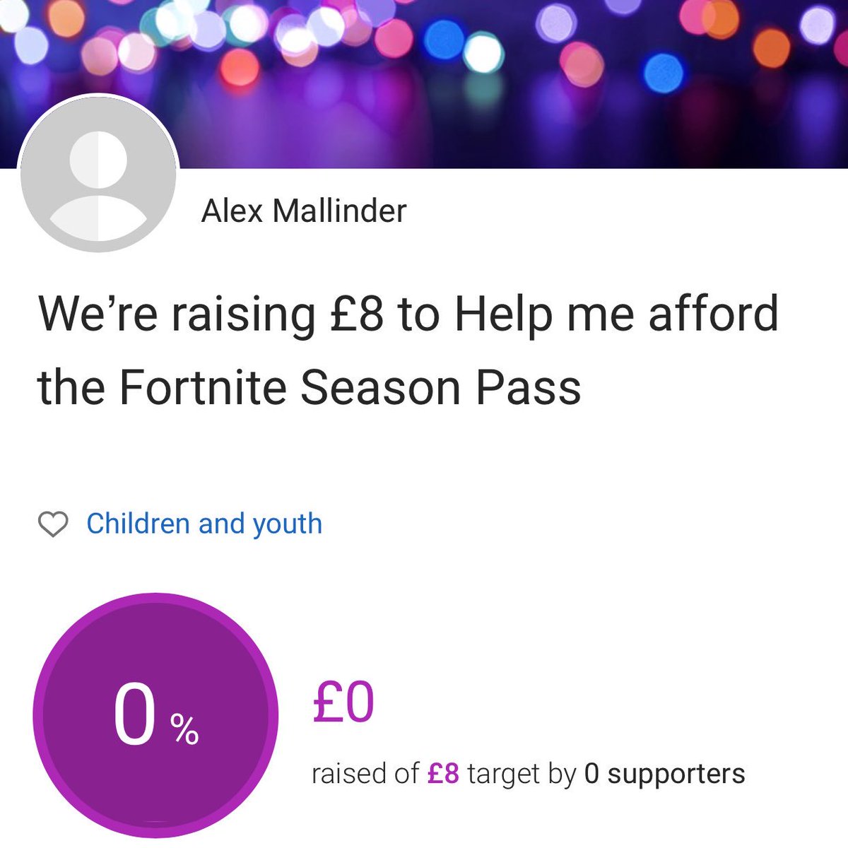 AdamWaithe's tweet photo. I was casually scrolling through the #Fornite hashtag and saw this lad couldn’t afford the new battle pass and it reminded me of a younger me so decided to complete his crowdfund, felt good ☺️x https://t.co/0qykHPS24c
