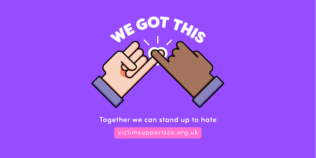 VSScotland's tweet photo. Have you seen our new campaign to challenge Hate Crime?
We Got This asks Scotland and beyond to stand up to hate using some safe tips. #WeGotThisScot #EuropeanDayForVictimsofCrime https://t.co/ehDS9syIsI