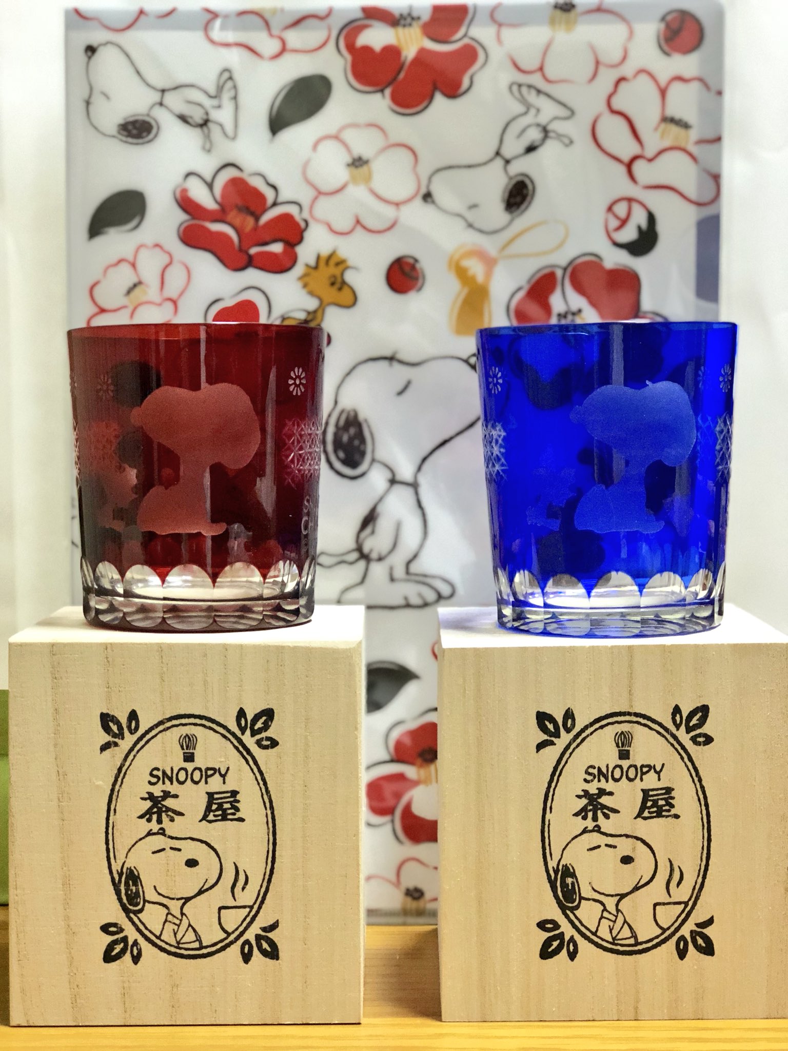 切り子グラス】スヌーピー茶屋 切子グラス 2個セット