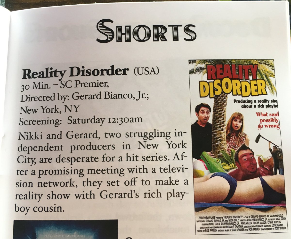 My new comedy <a href="/RealityDisordr/">Reality Disorder</a> will be making its South Carolina premiere this weekend at the Beaufort International Film Festival!