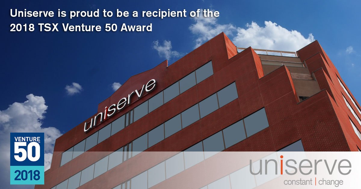 UniserveHelp's tweet image. Uniserve is very pleased to announce it has received a highly prestigious award from the TSX Venture Exchange as one of the top 50 companies on the exchange for our strong performance last year! youtu.be/iqN5pu810zU