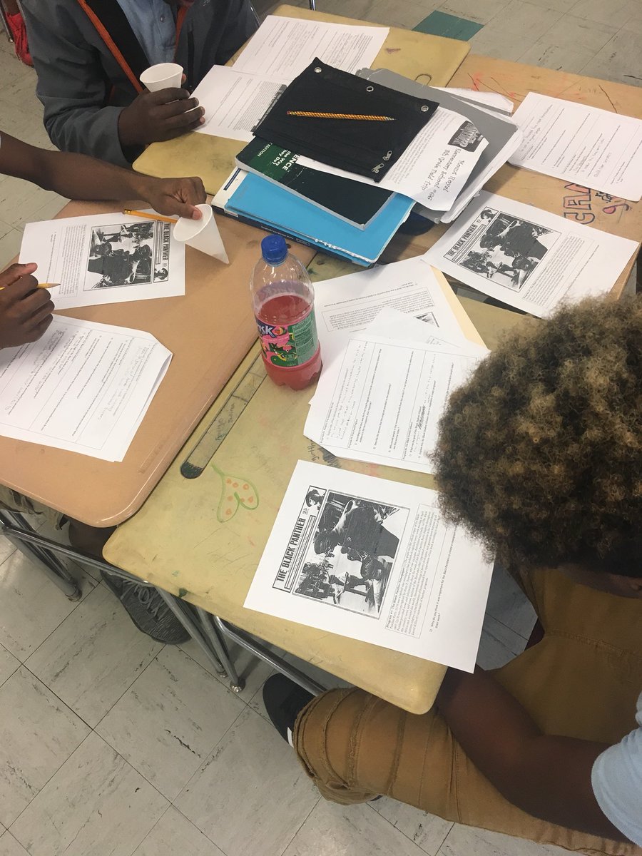 baba_olumiji's tweet image. This morning in #SocialStudies Class 804 did a phenomenal job working in #smallgroups to learn about the #socialprograms of the #BlackPanther Party ....credit our 7th grade SS teacher Ms McKay for providing the idea to switch out to a small group model #BlackHistoryMonth2018 🙌🏾