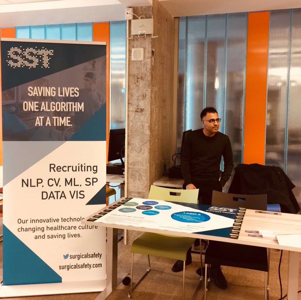 @UofTCompSci for the Masters Of Applied Computing intern fare looking for bright recruits to join @surgicalsafety #surgicalsafety #ORBlackBox #DeepLearning #Datavisualization #NLP #Recruitment