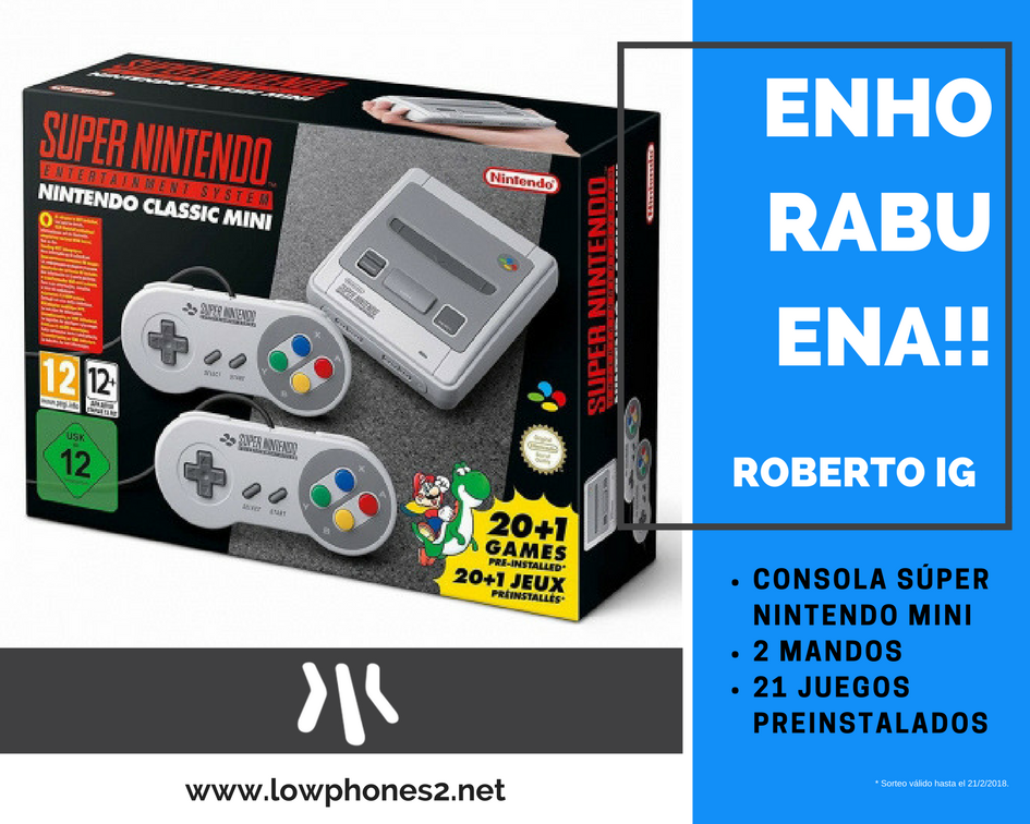 lowphones_net's tweet photo. Y el afortunado es... ¡¡¡ROBERTO IG!!! ¡Muchas gracias a todos por participar!
Podéis consultar los resultados de nuestro #Sorteo en #Facebook aquí:
https://t.co/gfz3K3MojQ
#LowPhones #SuperNintendoMini https://t.co/XXkZf0Ls5n