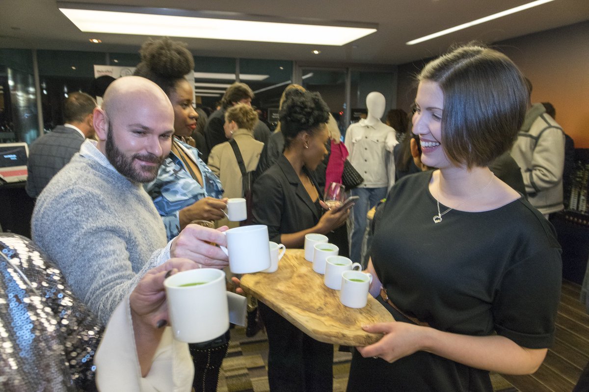 threejfletcher's tweet photo. @Cateredbyjustin serving mugs of pea and ham soup and #brandyalexander #hotchocs to keep guests warm on the roof terrace 💓 #creative #Catering @commonwealthfas @SunPrints https://t.co/z9umsj1EMS