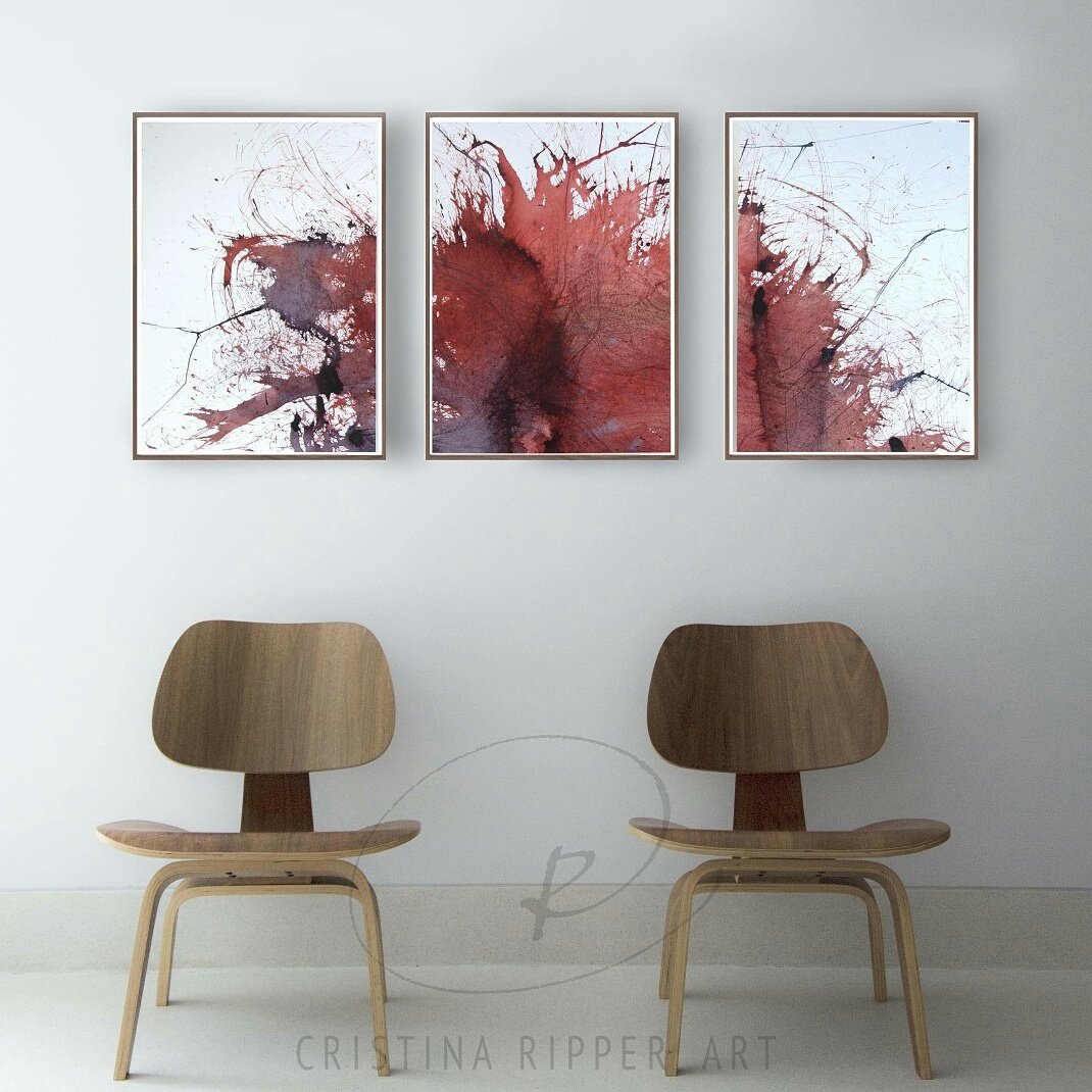Cristina_Ripper's tweet photo. Set of 3 abstract ink painting A3/29.5 x 42cm. Ready to send. Available on #comartetsyshop #setof3 #abstractset #art #minimalart #red https://t.co/WQCLstBG4D