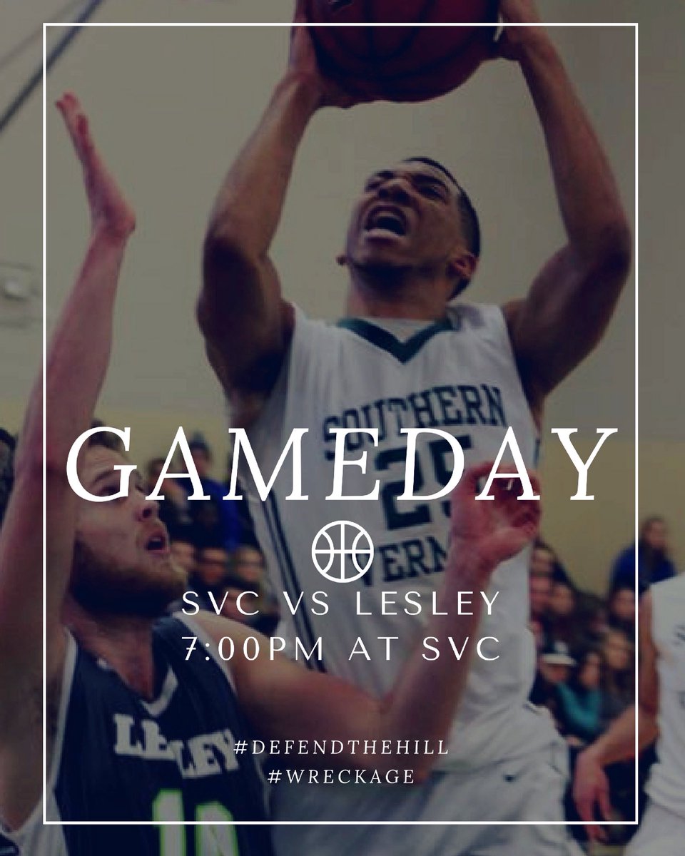 SVCMensBball's tweet photo. It’s PLAYOFF TIME! Come support your Mountaineers in tonight’s semifinal matchup vs. Lesley College. 7:00 tip-off! Don’t forget to wear your black! #PacTheMacwithBlack #LetsGoSVC #DefendTheHill  #SVCBasketball #Wreckage #GAMEDAY #d3h #NECCBasketball https://t.co/2YIGxKIgi2