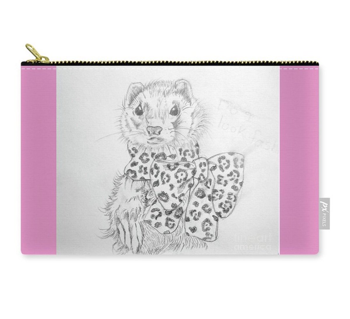Fashionable Ferret Carry-All Pink Trim Pouch 
You select the trim color you like 💟🌺🌼fineartamerica.com/products/fashi… #ferret #fashion #tween #animalart #totallycute #pink #ferrets   #tweenfashion #animalprint #leopardprint   #makeup #makeupbag #clutch #tweenstyle #pinkaccessories
