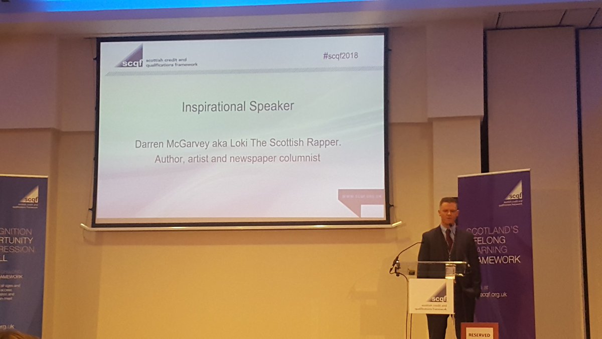 Darren McGarvey delivering his inspirational speech at the #scqf2018 conference @wl_chamber