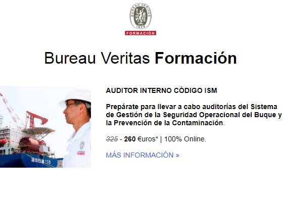BureauVeritasCU's tweet image. Si la #Marina es tu pasión en #BureauVeritas te preparamos para que lo que amas se convierta en tu profesión. Curso de Auditor Interno #CódigoISM bit.ly/2BHXdGg