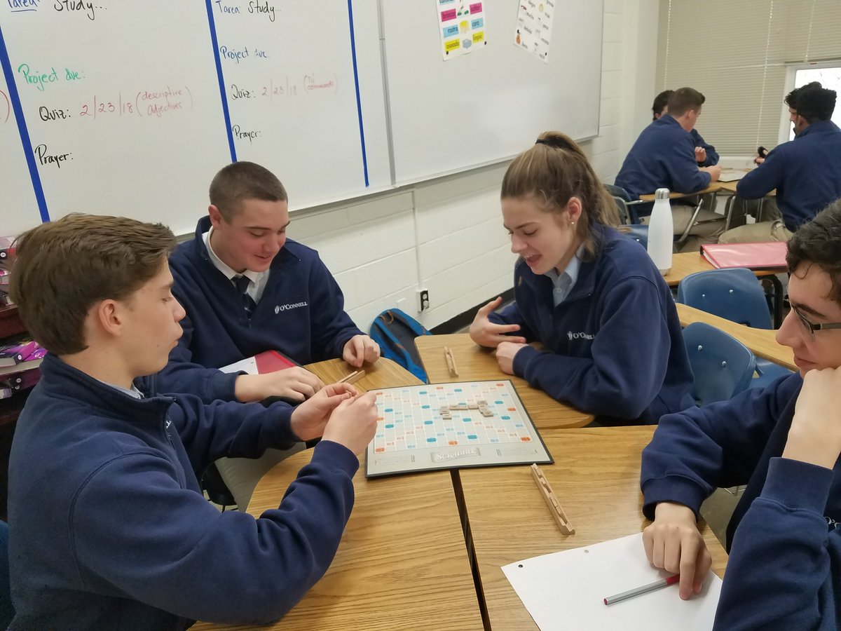 senorjimenezdjo's tweet photo. Students at @OConnellHS practicing vocab using SCRABBLE in Spanish... #engagement https://t.co/cwf5Nfs2fV