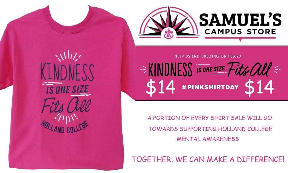 HC_Bookstore's tweet photo. Kindness shirts going fast! #pinkshirtday2018 #HCkindness #SpeakUp https://t.co/QhxnlbtpxU