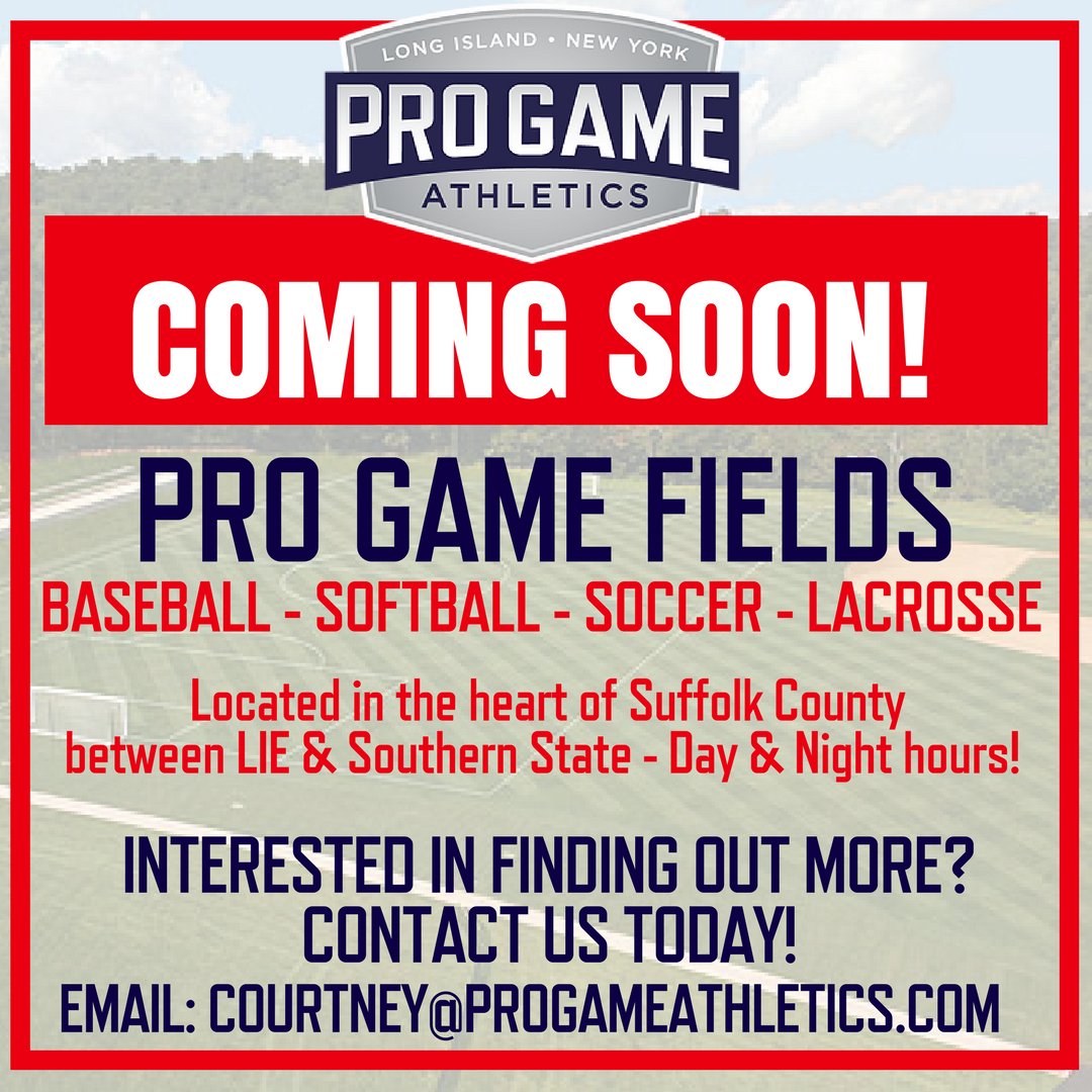 ProGameLI's tweet photo. BIG ANNOUNCEMENT FROM PRO GAME ATHLETICS - COMING SOON - Pro Game Outdoor Fields!! Soccer - Lacrosse - Baseball - Softball Are you Interested in finding out more? #outdoorfields #longislandsports#trainatprogram https://t.co/mkYIPVpjvt