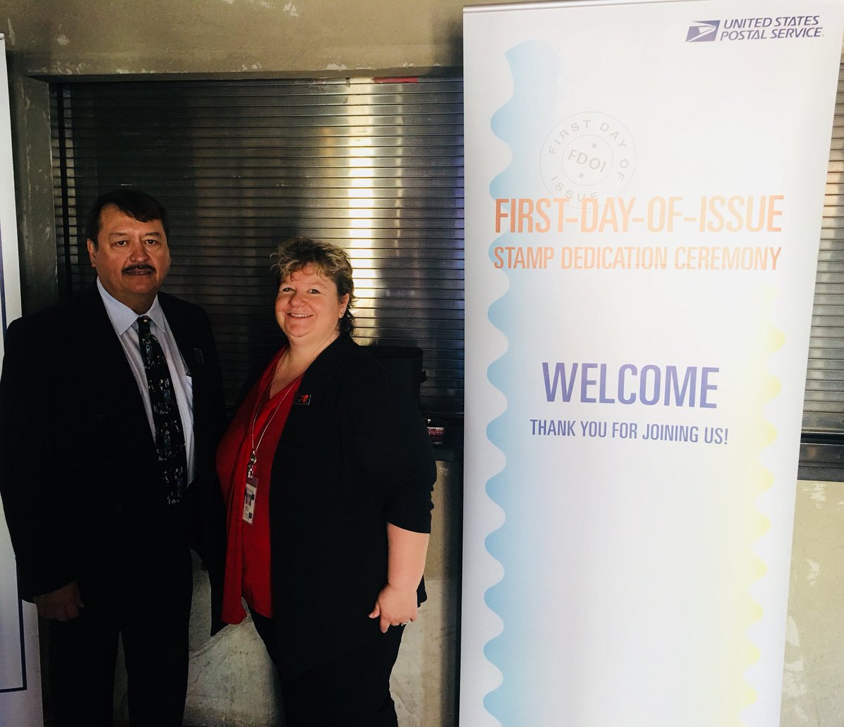 USPScurlita's tweet photo. #FDOI #BioluminescentStamps! Postmaster of Port St. Lucie Patrick Cowley and Postmaster of Ft. Pierce Dawn Hutson @USPS https://t.co/fXSYp04BQh