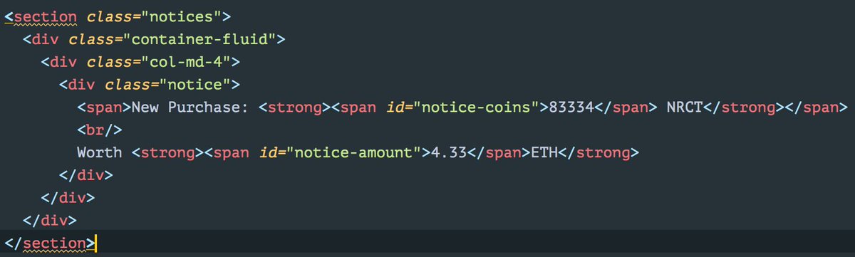 chainvote's tweet image. 2. Wow these guys are actually getting traction and selling coins I thought? This led to further looking. Suspecting that this was random hard coded bull$hit I decided to check the source code of the site. I found the code responsible for displaying ICO purchases #NurucoinICO