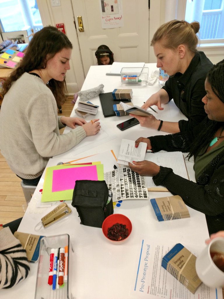 Smith College students work collaboratively in designing ballots.