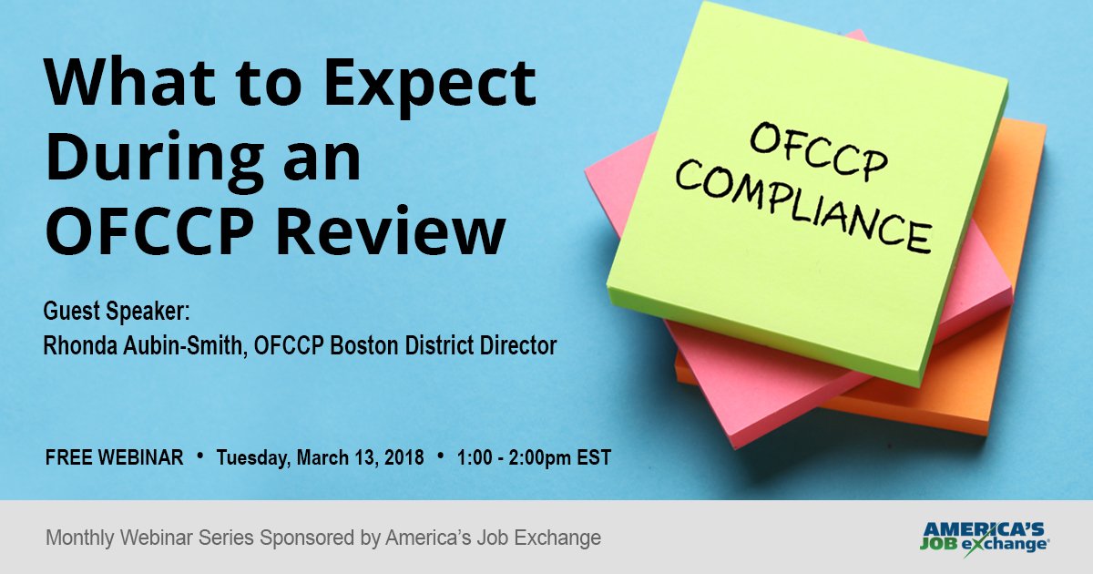 AJE_Disability's tweet image. #OFCCP #compliance evals may be daunting experience for #contractors OFCCP Boston District Dir Rhonda Aubin-Smith will discuss timeframes and #AAP submissions, prep for anticipated questions &amp;amp; how to assist an efficient #evaluation process 
REGISTER TODAY: goo.gl/q2MsRz