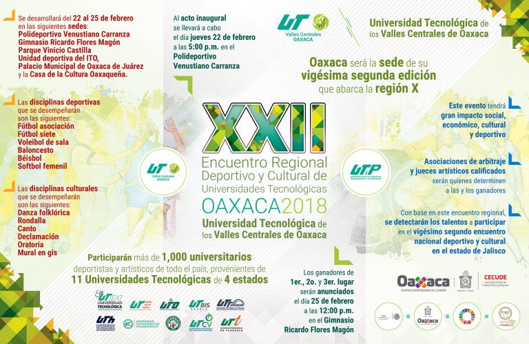 GiselaBlasP's tweet photo. Ya inició el Encuentro Regional Deportivo y Cultural #Oaxaca2018.
Para consultar los resultados y horarios de los partidos, puedes ingresar a la plataforma web https://t.co/YkPjJUfcvz
#ERDyC2018
Bienvenidas #UUTT
¡Éxito a todos y todas! https://t.co/glBaUyJu8v