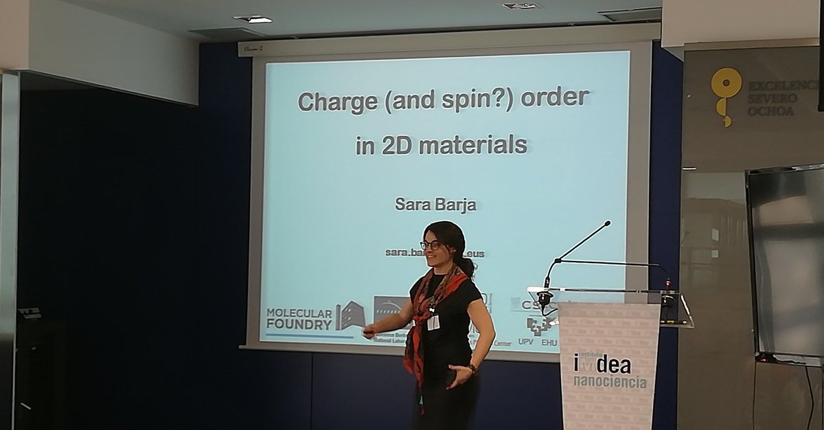 imdeanano's tweet photo. The first PhD student from @IMDEA_Nano returns to present her talk 'Charge (and spin?) order in 2D materials' Welcome home Dr Sara Barja! #MirandaFest https://t.co/NhuC3umJ0Y