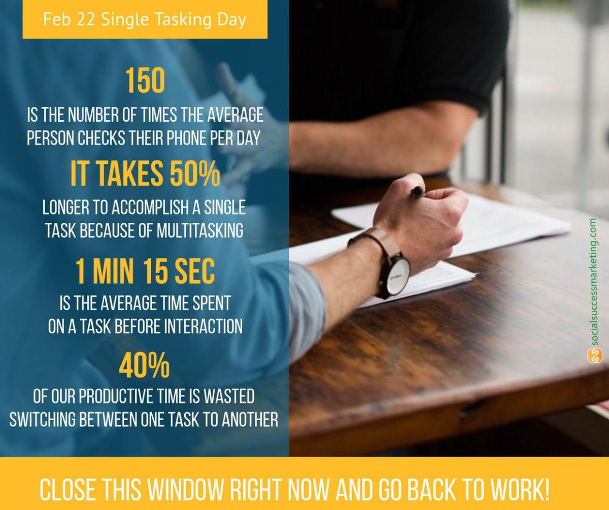 SocialSMktg's tweet image. Is multitasking possible?

 #SingleTaskingDay #entrepreneurs