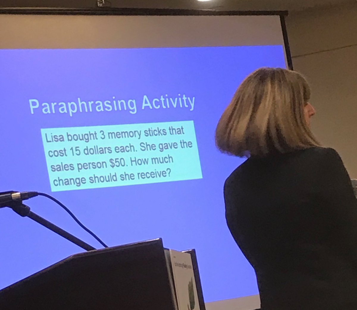 Begin with a paraphrasing activity. Students paraphrase the question without the numbers first. <a href="/CathyMarksKrpan/">Cathy Marks Krpan</a> #RFTLOI2018