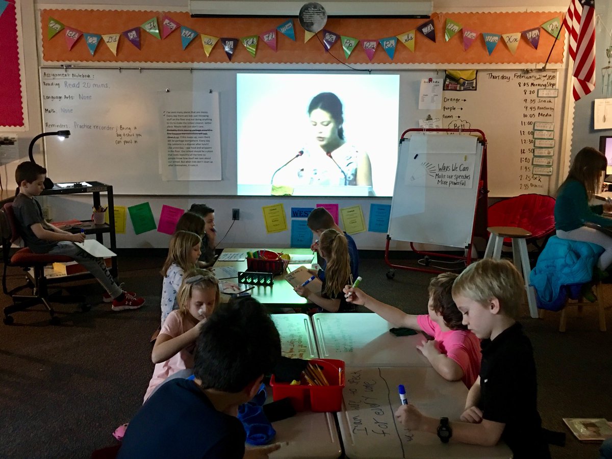 Inquiry lesson on what makes a powerful speech today. Lots to learn from other writers! 📝