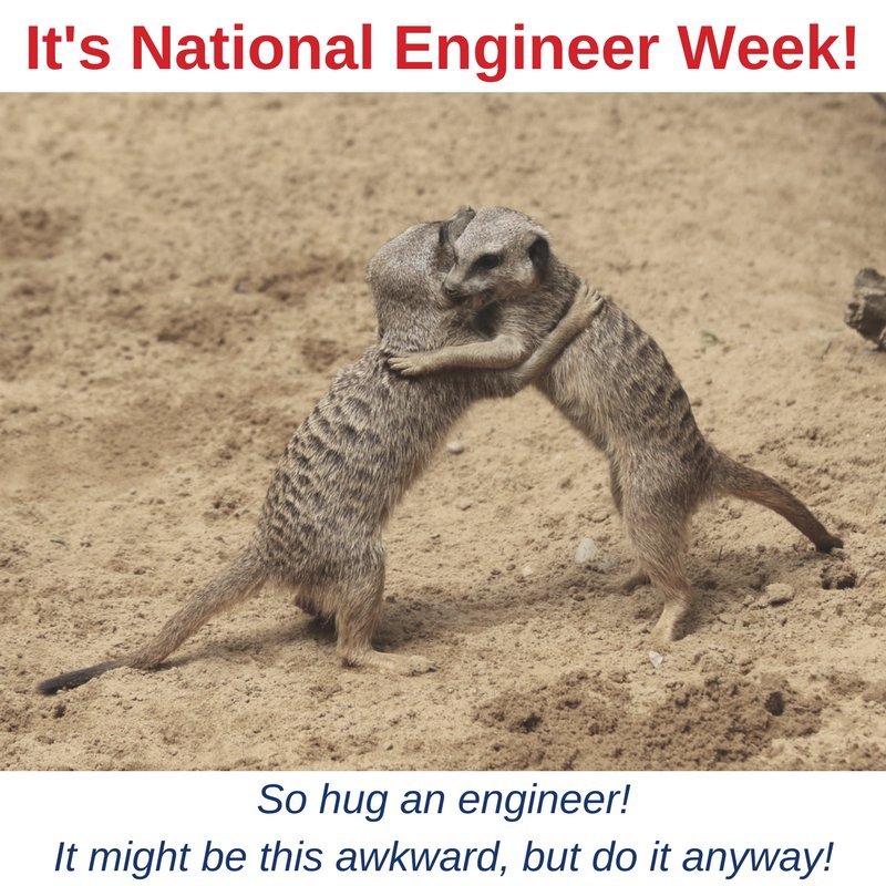 NWUAV's tweet photo. It's that time of year ... #NationalEngineerWeek ! Make the #engineer in your life feel super special (and awkward) with a big ol' hug this week!
#engineerlove #EngineersWeek https://t.co/Fq6J6YFwyw