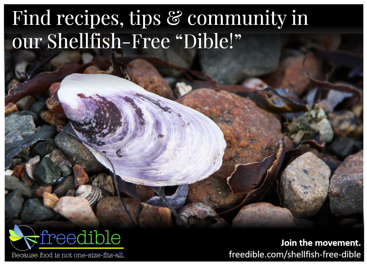 Freedible's tweet image. Find the info you need to thrive with a #shellfishallergy - all crowdsourced by our community! bit.ly/2jOVIwh #foodallergies