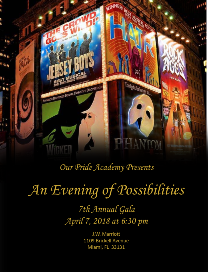 Join us on Sat., April 7, 2018 for An Evening of Possibilities at the JW Marriott Miami.  Enjoy Dinner, Dancing and a Silent Auction all benefiting our school.  To purchase tickets or for information on how you can help, click the following link.   bidpal.net/opa #opa