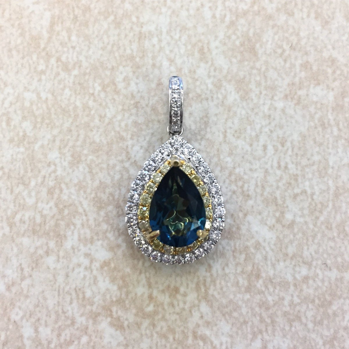 50% OFF! Our Semi Annual Sale is happening NOW ✨ #hhjewelrydesign #bluetopaz #londonbluetopaz #blue #naturalyellowdiamond #whitediamond #diamond #diamonds #pendant #necklace #finejewelry #jewelry