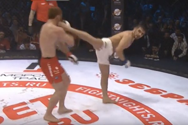 sherdogdotcom's tweet photo. Video: Akhmed Aliev ruins Magomedsaygid Alibekov via spinning wheel kick at #FNG83 https://t.co/1UnzZE0qgn https://t.co/30Lu6LkOzZ