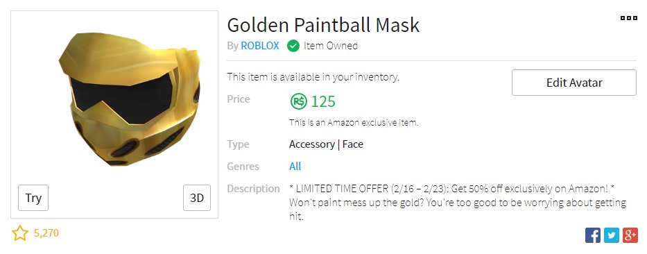 Roblox Paintball Helmet Free Robux By Inspecting - roblox deluxe paintball helmet
