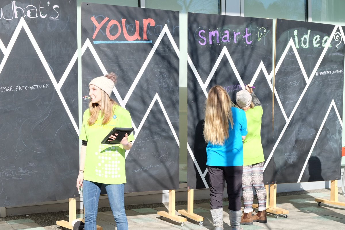 VanPublicEngage's tweet image. What's your smart idea? Pop by the Engagement Lab at Cambie and Broadway today write on our giant chalkboard #SmarterTogether #smartcitiesCanada