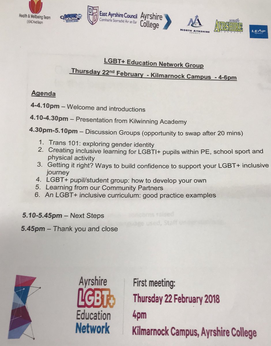 Kilwinning_Acad's tweet photo. Delighted to have been invited to present at @kilmarnockcol tonight with @SaTurk82 @NAYouthServices @LGBTYS #bethenetwork 🏳️‍🌈 https://t.co/1K4msdaFj9