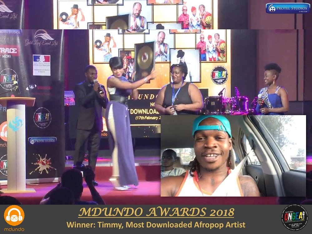 Mdundomusic's tweet photo. It's a #Throwback to last week's #MdundoAwards... @timmytdat won the #Afropop most downloaded artist of the year 👏👏👏
📷 by @protelstudios #Congratulations #TBT #ONGEA2018 https://t.co/ecXaS6zGtW