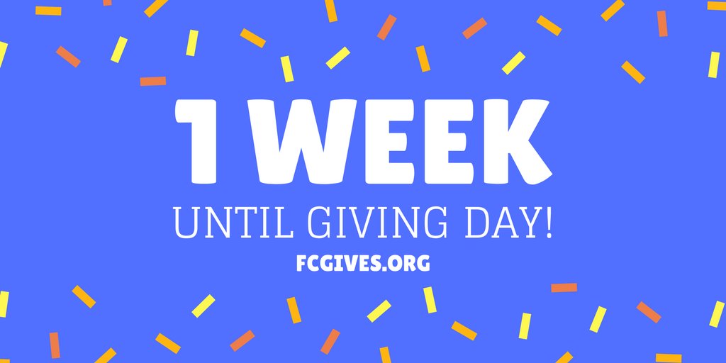 GIVING DAY IS JUST 1 WEEK AWAY! Mark your calendars for March 1st and visit FCGives.org to donate to your favorite causes in our region! #FairfieldCountyGives #TogetherWeThrive