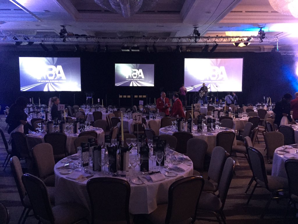 RB_Awards's tweet image. An hour to go and setting up is in full swing. We're all looking forward to another great night at the 20th #RailBA