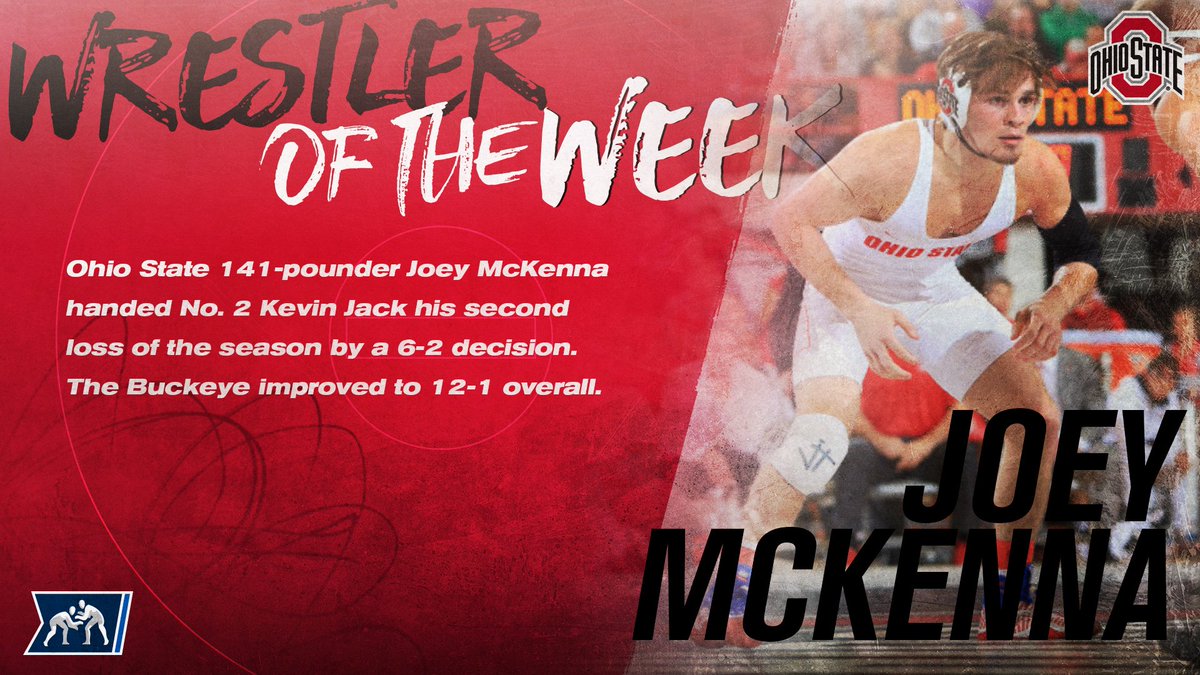 NCAAWrestling's tweet photo. Buckeye Joey McKenna is your NCAA Wrestler of the Week! https://t.co/uIZTIjLTSI