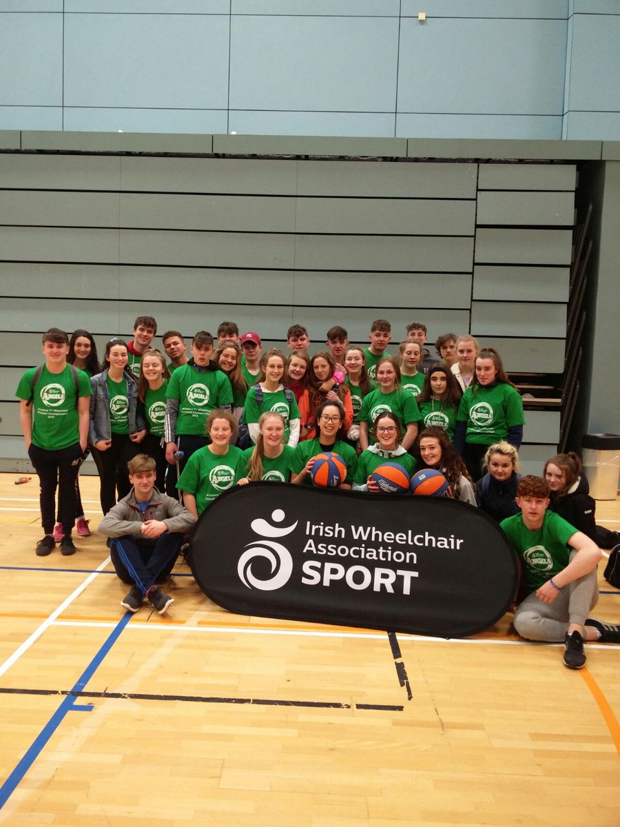 stannescck's tweet photo. TYs playing wheelchair basketball today in the Kingfisher in NUIG. We won 3 of our 5 group games qualifying for the semi final. Lost the semi final and the qualifying round for the all Ireland series. #learnsomethingnew #wheelchairbasketball #tyfun https://t.co/CdJRKapE9p