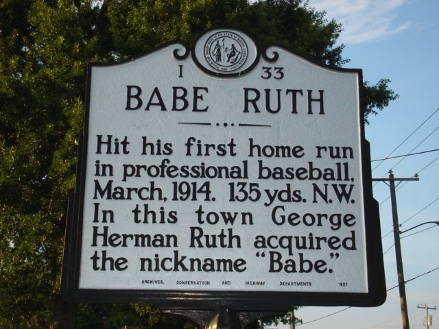 NCmuseumhistory's tweet image. #DidYouKnow Babe Ruth hit his #first home run AND gained his nickname in Fayetteville, North Carolina? ⚾️