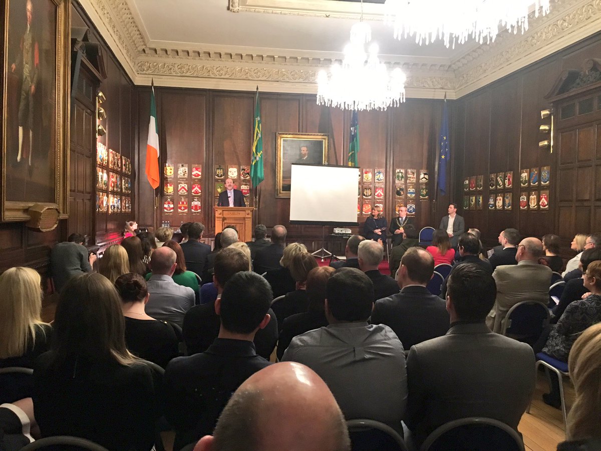 "Everyone deserves a second chance in life" - Brian McGrath, president of @DublinCityUni guest speaker at the launch of <a href="/PhillyMcMahon/">Philly Mc Mahon</a>'s new charity <a href="/AHalfTimeTalk/">HalfTimeTalk</a> tonight in <a href="/MansionHouseDub/">Mansion House Dublin</a>