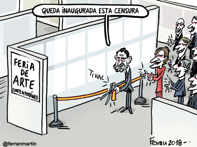 Inauguraciones. Viñeta en el blog de un #HumoristaDisponible: ferranhumor.wordpress.com/2018/02/22/ina… #ARCO #censura #mordaza #arte #HumorAmenazado