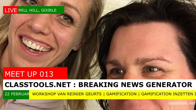 juuddith's tweet image. Wij leren snel! 😂👍 #classtools.net #breakingnewsgenerator @Meetup013 workshop van @ReinierGeurts