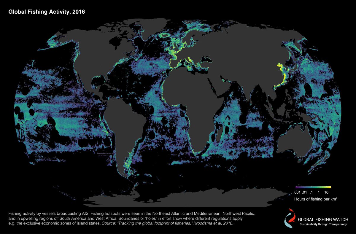 New <a href="/GlobalFishWatch/">Global Fishing Watch</a> study published in <a href="/sciencemagazine/">Science Magazine</a>, “Tracking the Global Footprint of #Fisheries,” finds that industrial #fishing occurs in over 55% of #ocean area. Read more: bit.ly/2opF5J2