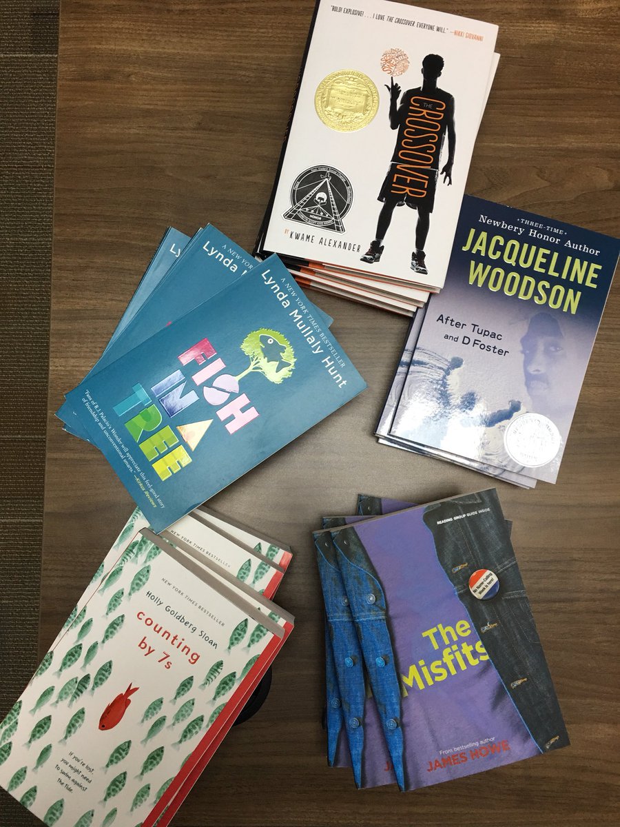 MargauxTeaches's tweet photo. Super excited to give teachers these book clubs sets tonight at Literacy Thursday! The titles go PERFECTLY with our Social Issues Book Club unit in 6th grade! #tcrwp #aldinelit #LitInGold https://t.co/0ZLpvbBKt6
