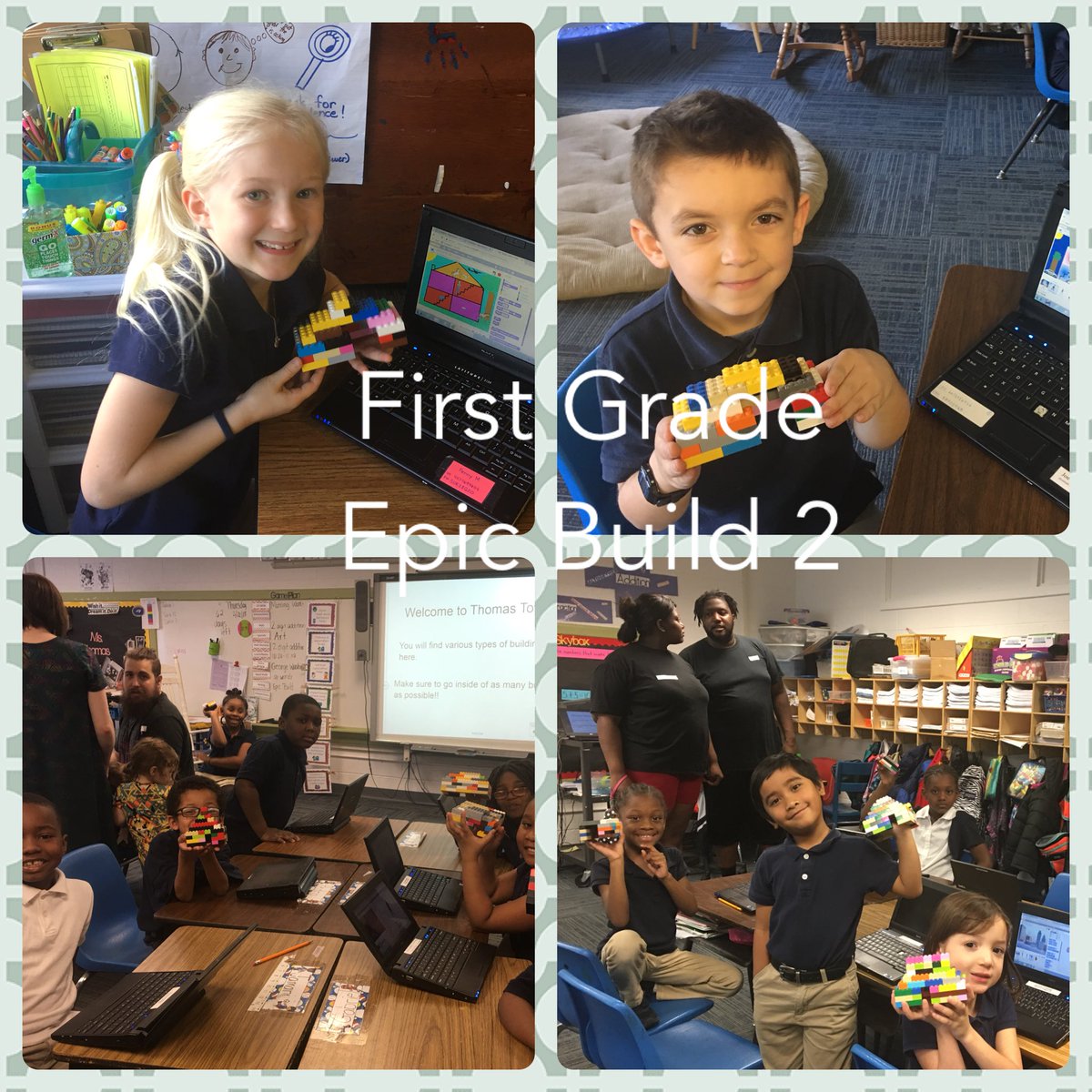 gjrobinson's tweet photo. @1stgradenwes showing off their rooms & villages at the #EpicBuild2 #codetothefuture #OnslowDlt #Legos @scratch https://t.co/nWyU7QAxf5