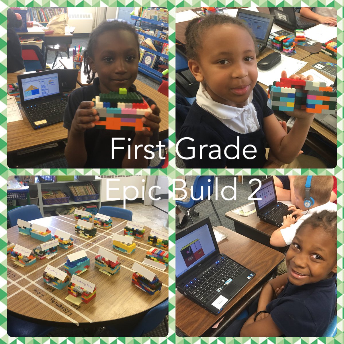 gjrobinson's tweet photo. @1stgradenwes showing off their rooms & villages at the #EpicBuild2 #codetothefuture #OnslowDlt #Legos @scratch https://t.co/nWyU7QAxf5